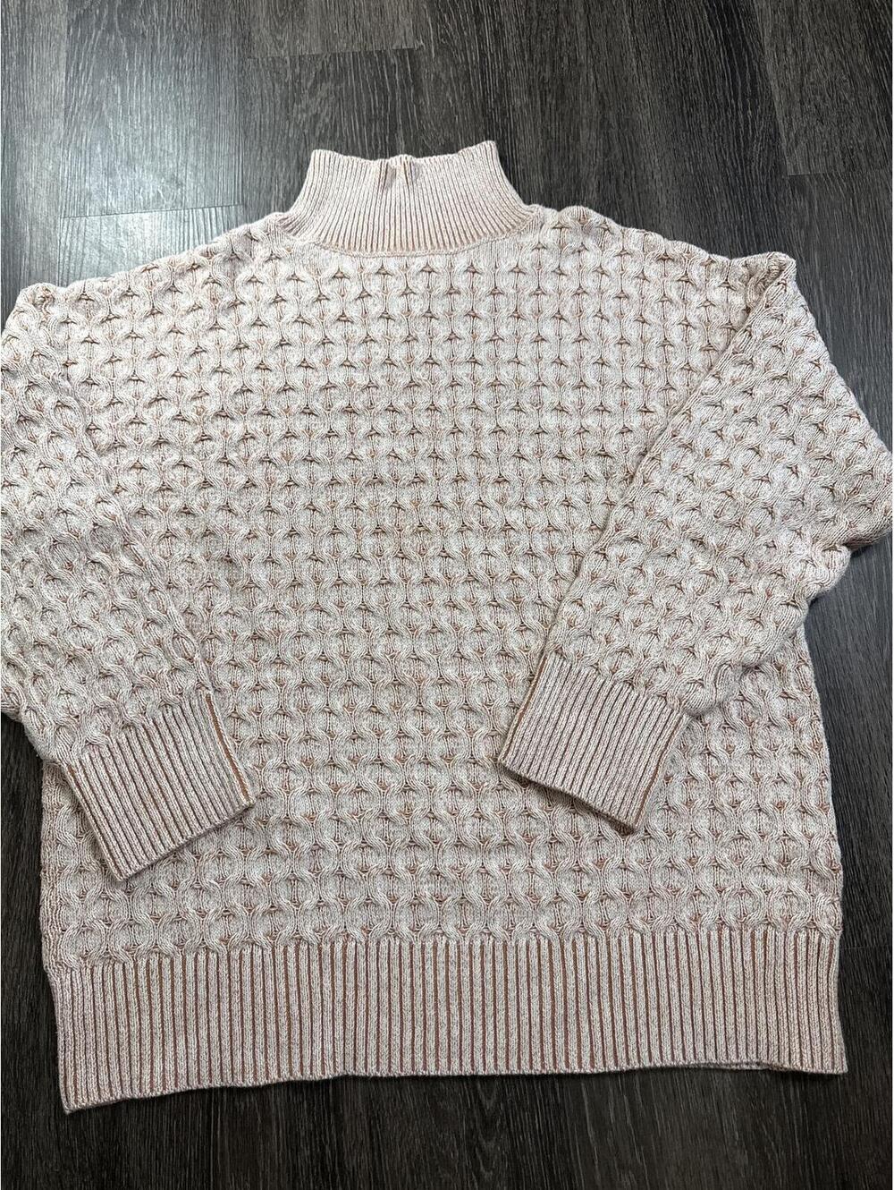 Knox Rose Women's Textured Mock Neck Sweater Size M Beige Pink